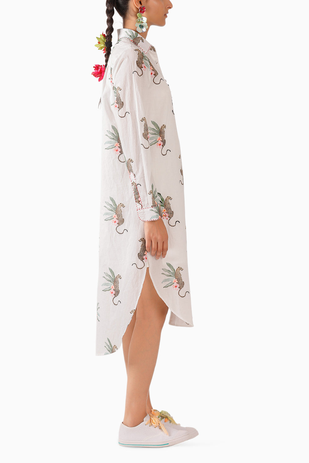 Off-White Leopard Shirt Dress