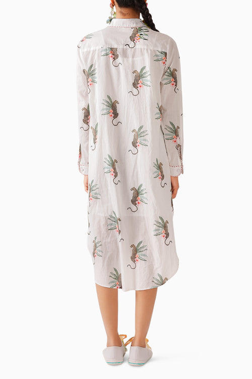 Off-White Leopard Shirt Dress