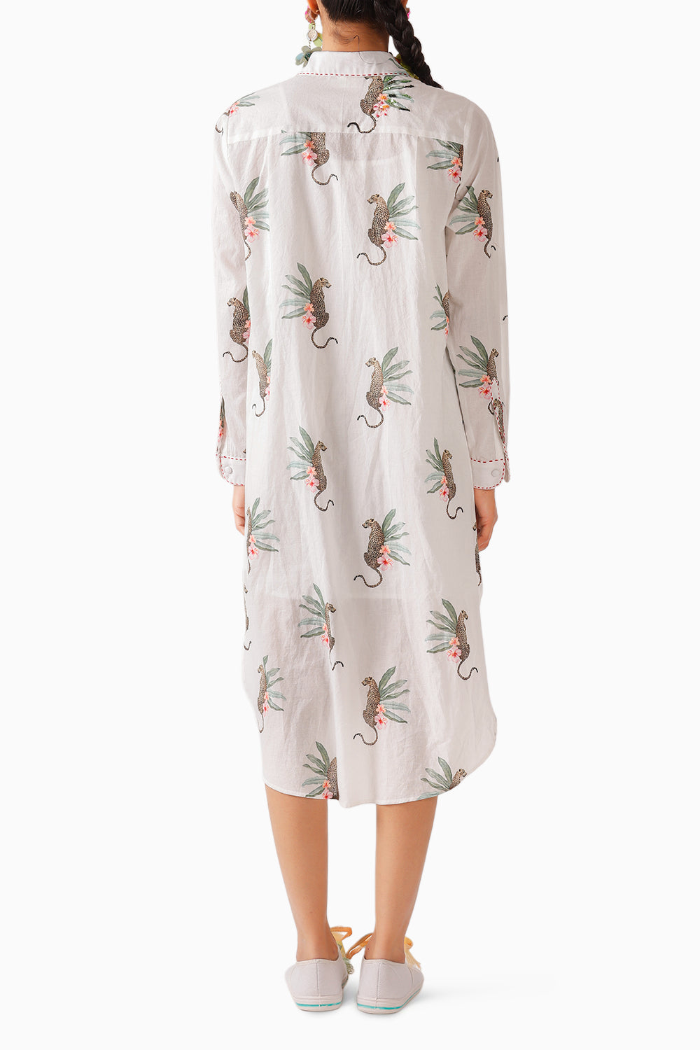 Off-White Leopard Shirt Dress