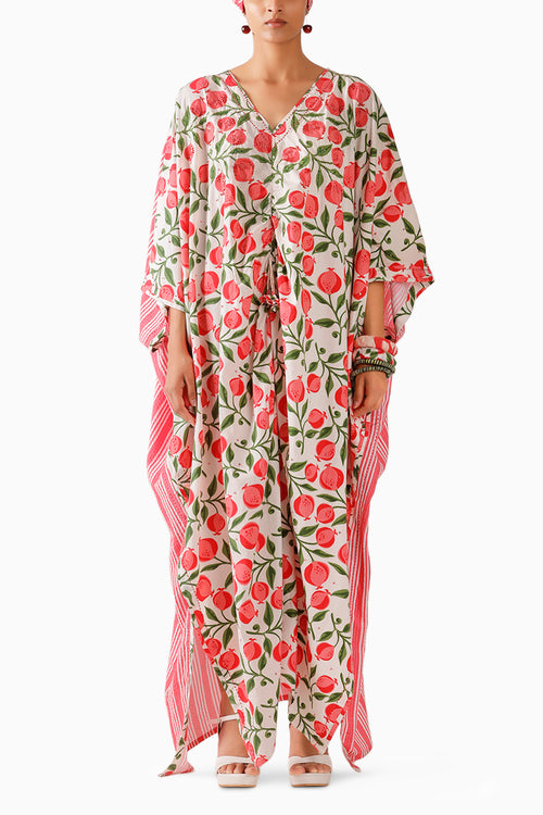 Pink Pomegranate Ruching Kaftan