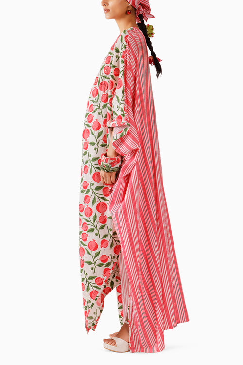 Pink Pomegranate Ruching Kaftan