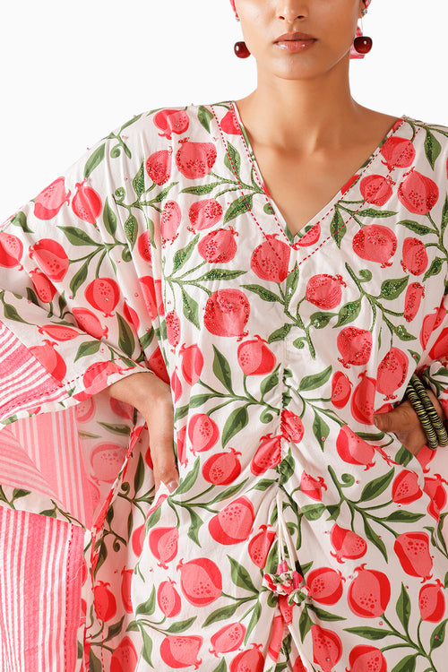 Pink Pomegranate Ruching Kaftan