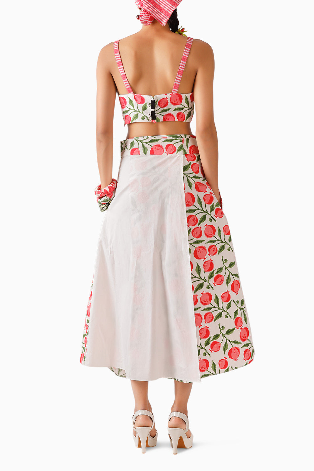 Pomegranate Bralette With Skirt Set