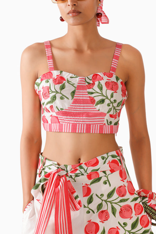 Pomegranate Bralette With Skirt Set