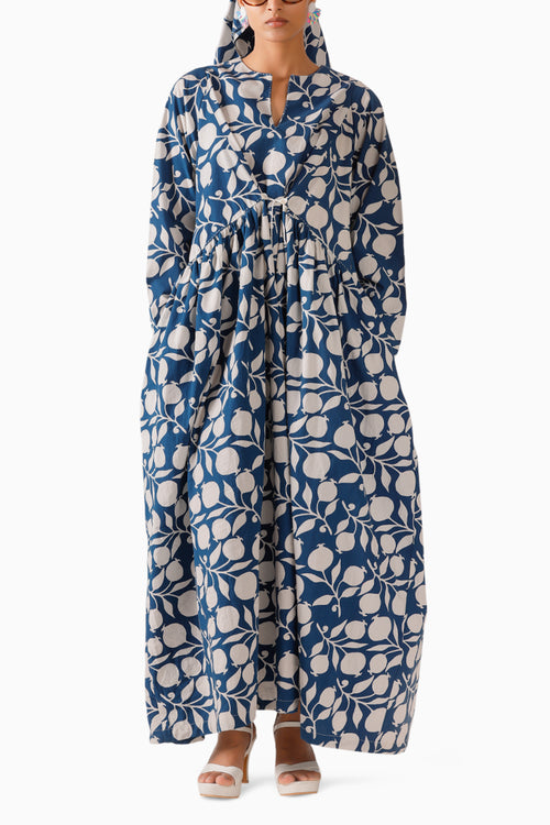 Blue Pomegranate Maxi Dress