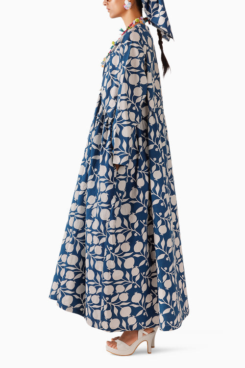 Blue Pomegranate Maxi Dress