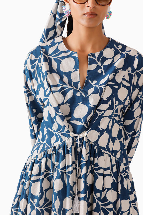 Blue Pomegranate Maxi Dress
