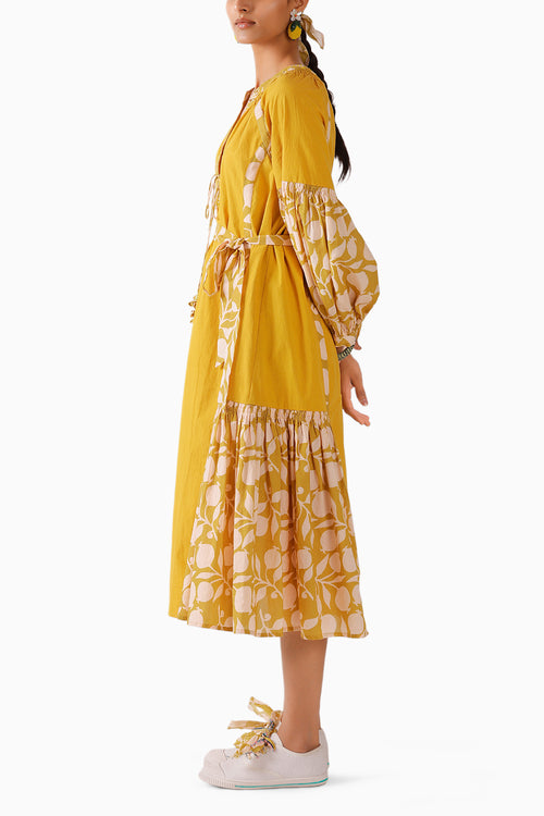 Olive Pomegranate Print Dress