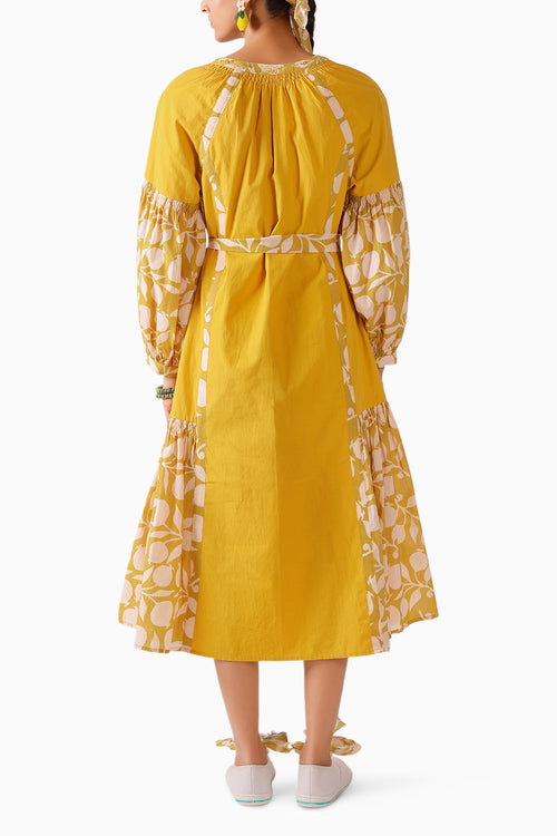 Olive Pomegranate Print Dress