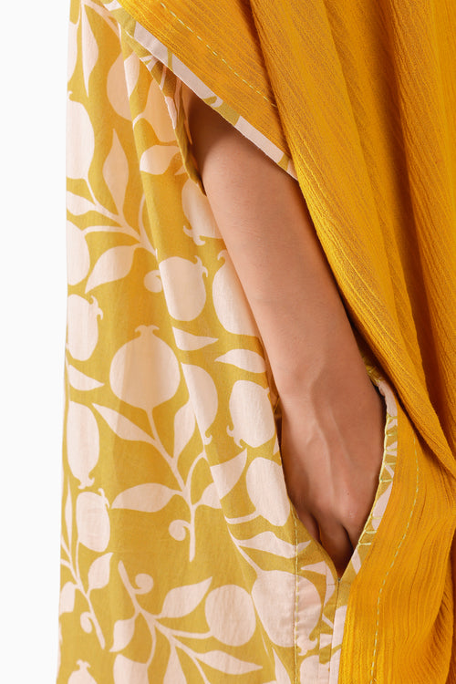 Olive Pomegranate Ruching Kaftan
