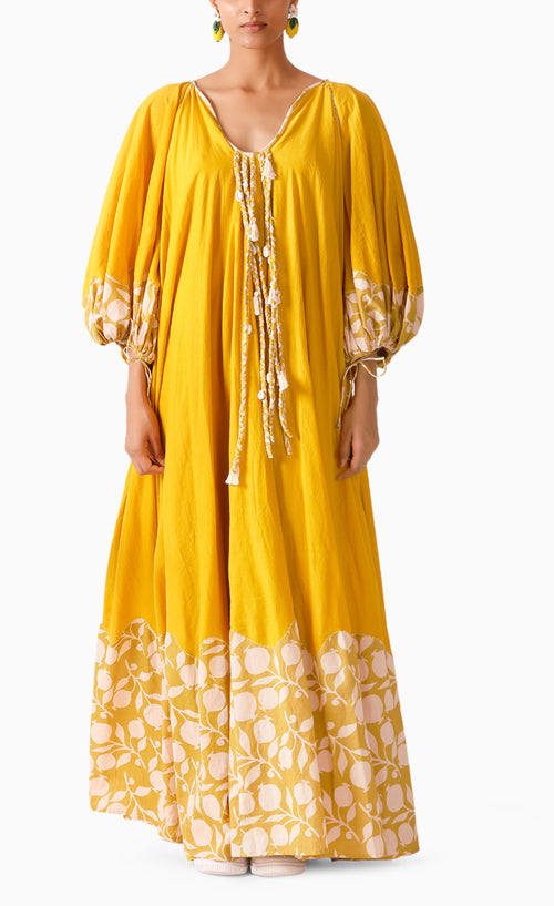 Yellow Pomegranate Maxi Dress