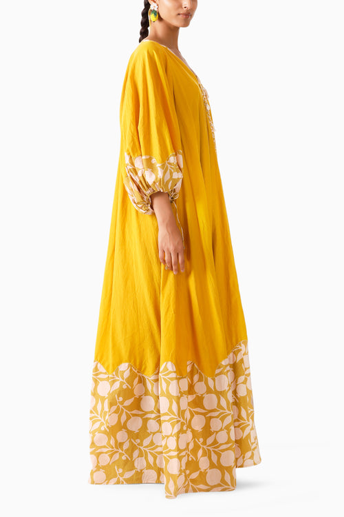 Yellow Pomegranate Maxi Dress