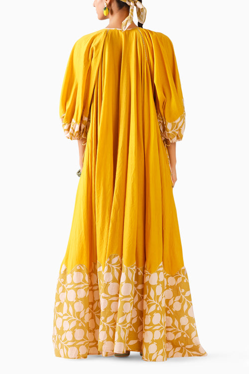 Yellow Pomegranate Maxi Dress