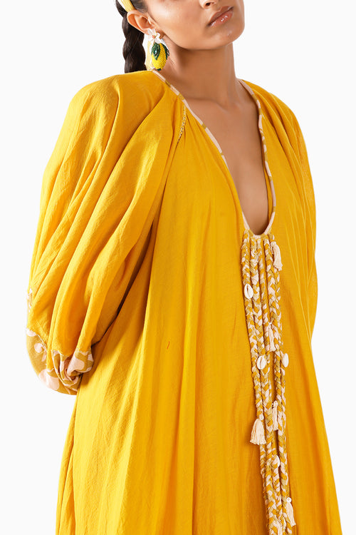 Yellow Pomegranate Maxi Dress