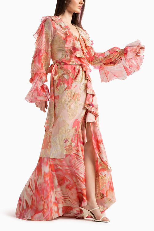 Coral Brasso Organza Dress