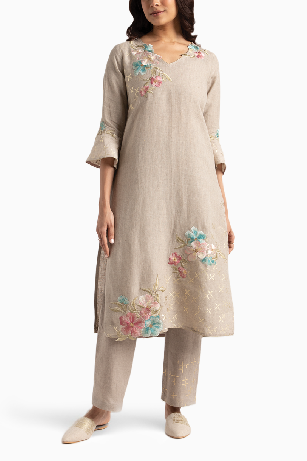 Corsage Natural Kurta Pant and Dupatta Set