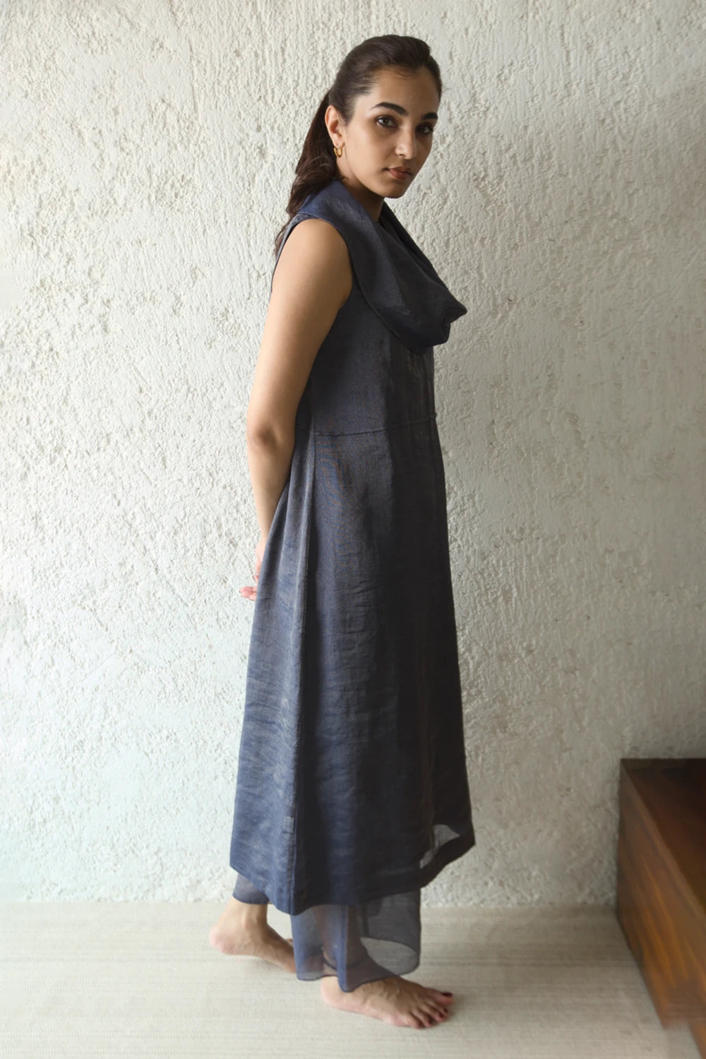 Blue Steel Cowl Shift Dress