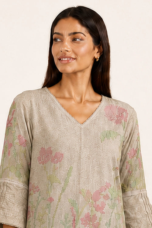 Natural Criss Cross Lane Fly Free Tunic Sets