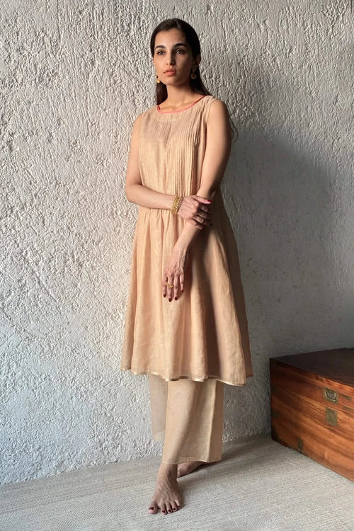 Gold Sand Smock Shift Dress