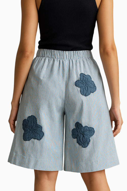 Blue Striped Bermuda Shorts