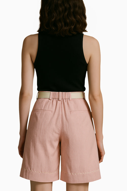 Rosette Woman Pinstripe Shirt and Shorts