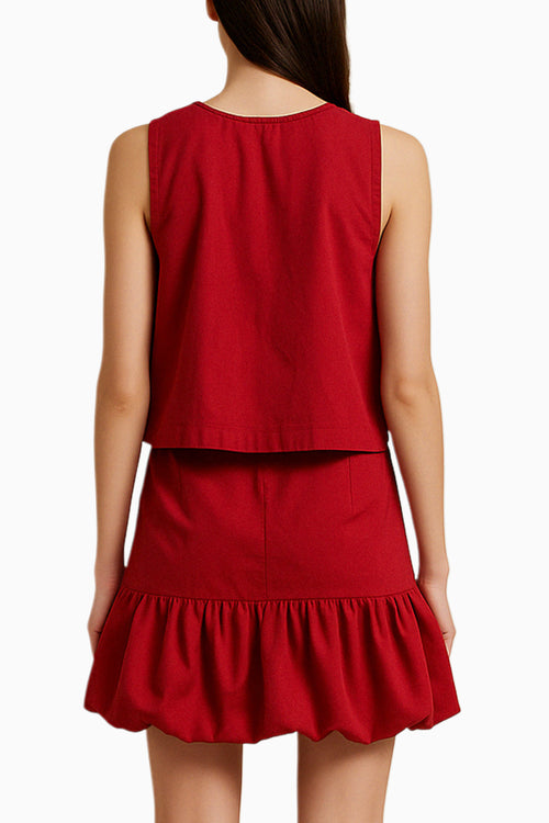 Crimson Tied Bow Knot Top