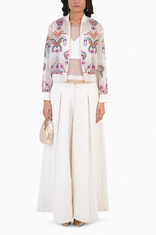 Artisian Bobmer Jacket With Top And Structured Pants Set