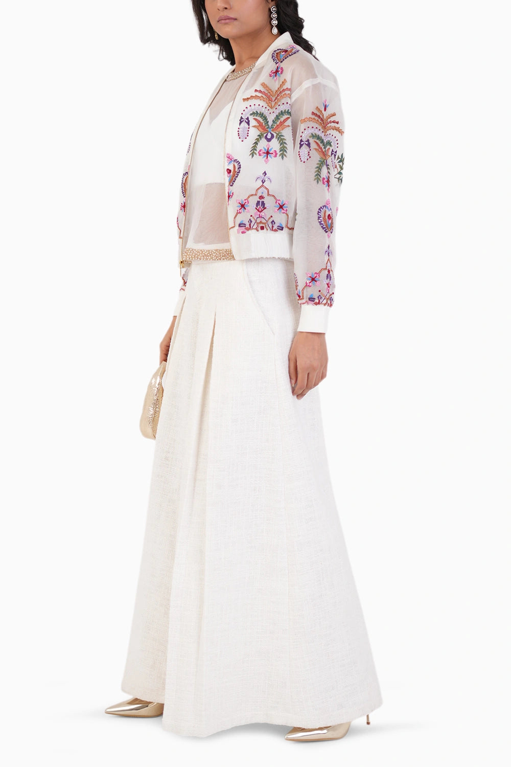 Artisian Bobmer Jacket With Top And Structured Pants Set