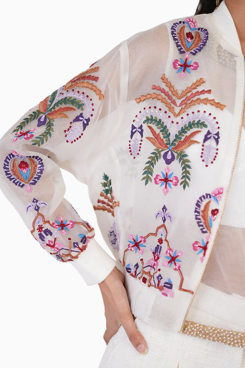 Artisian Bobmer Jacket With Top And Structured Pants Set