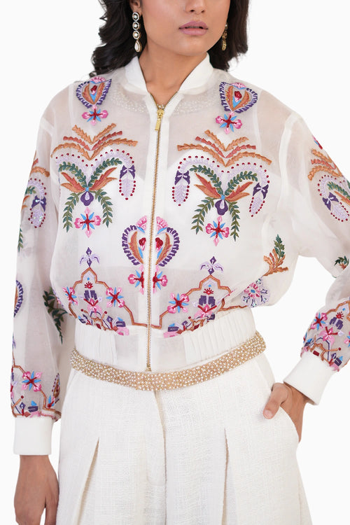 Artisian Bobmer Jacket With Top And Structured Pants Set