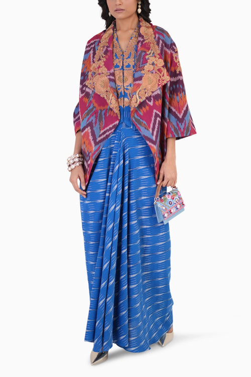 Crafted Grace Waistcoat With Cape And Skirt Set