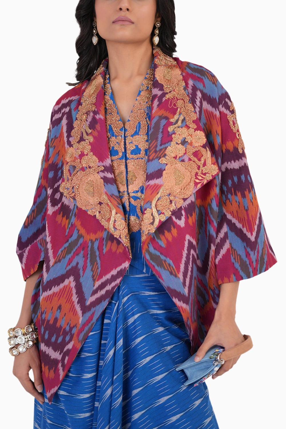 Crafted Grace Waistcoat With Cape And Skirt Set