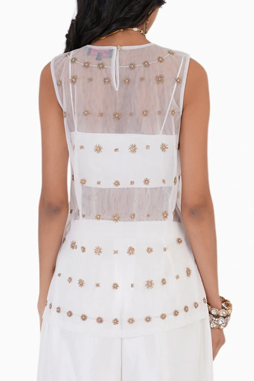 Golden Ivory Embroidered Top