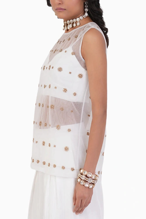 Golden Ivory Embroidered Top