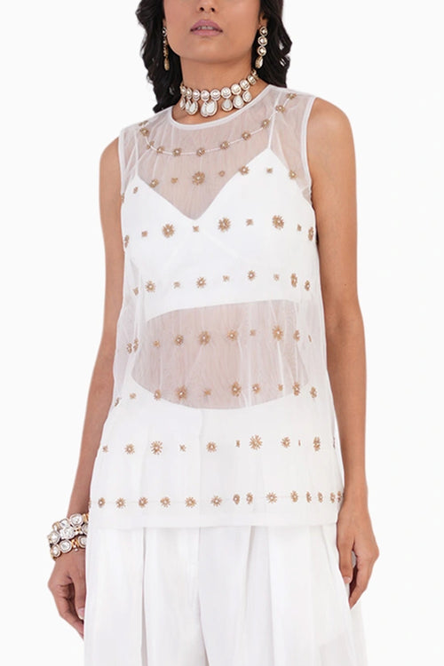 Golden Ivory Embroidered Top