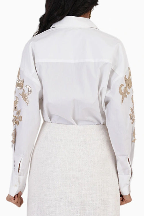 Feathered Gold Embroidered Shirt