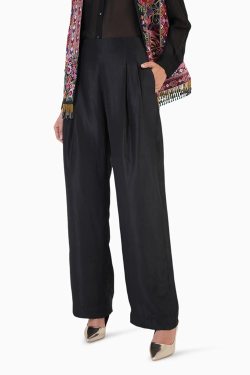Opulent Silk Pleated Pants