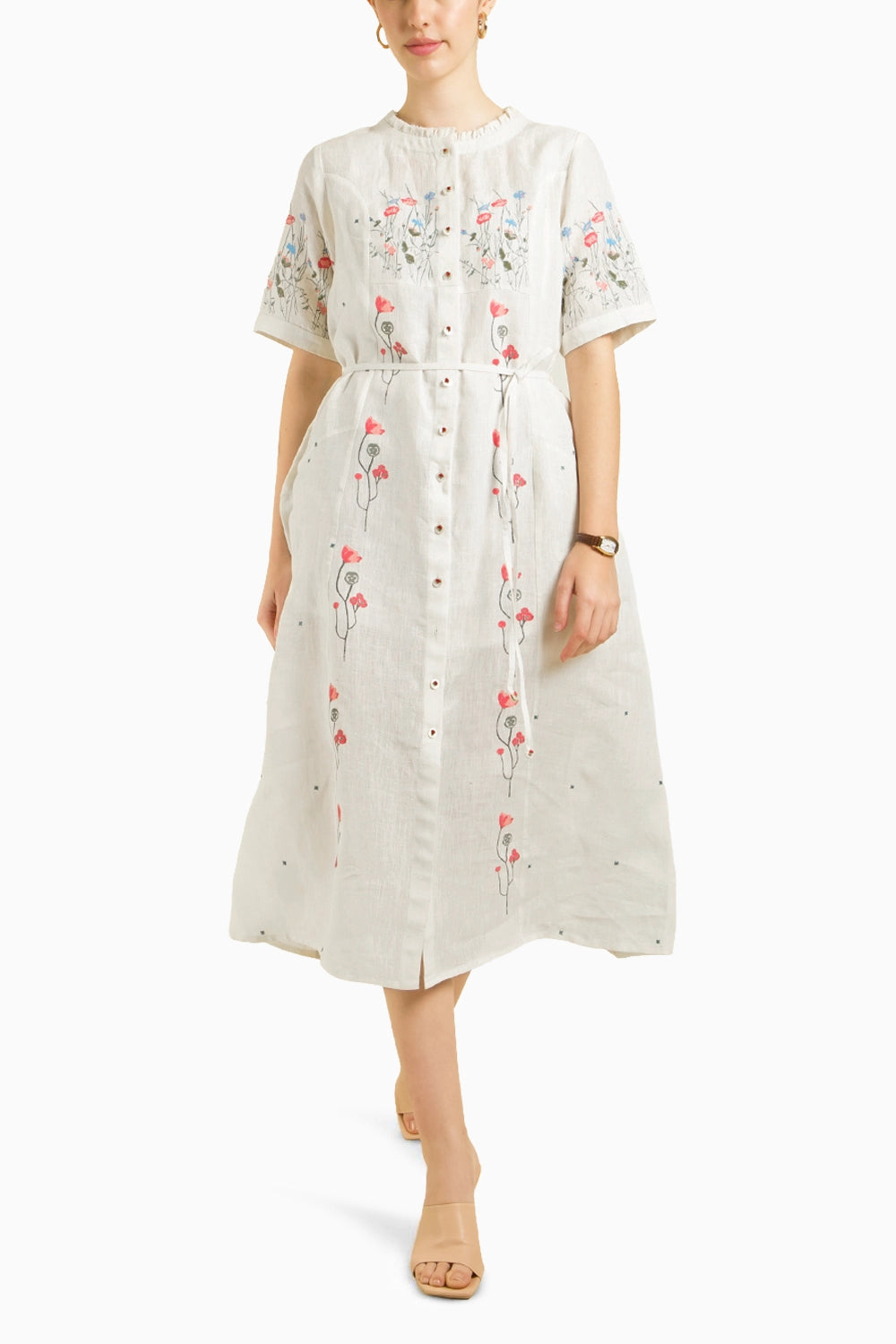 Ivory Printed A-Line Dress