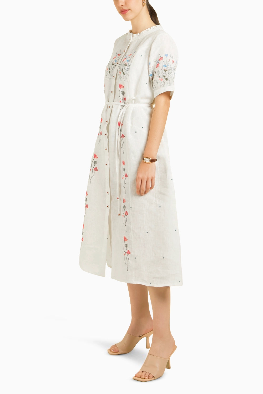 Ivory Printed A-Line Dress