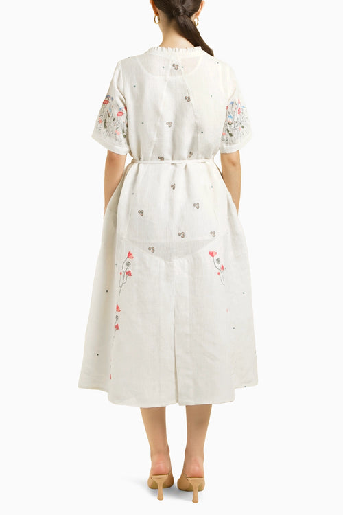 Ivory Printed A-Line Dress