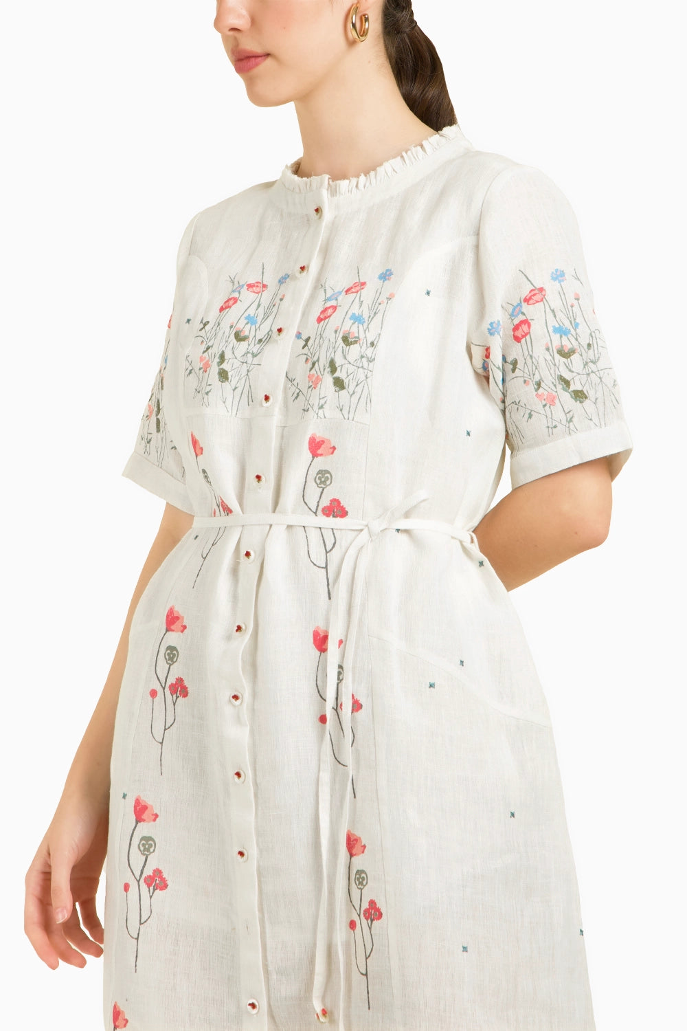 Ivory Printed A-Line Dress