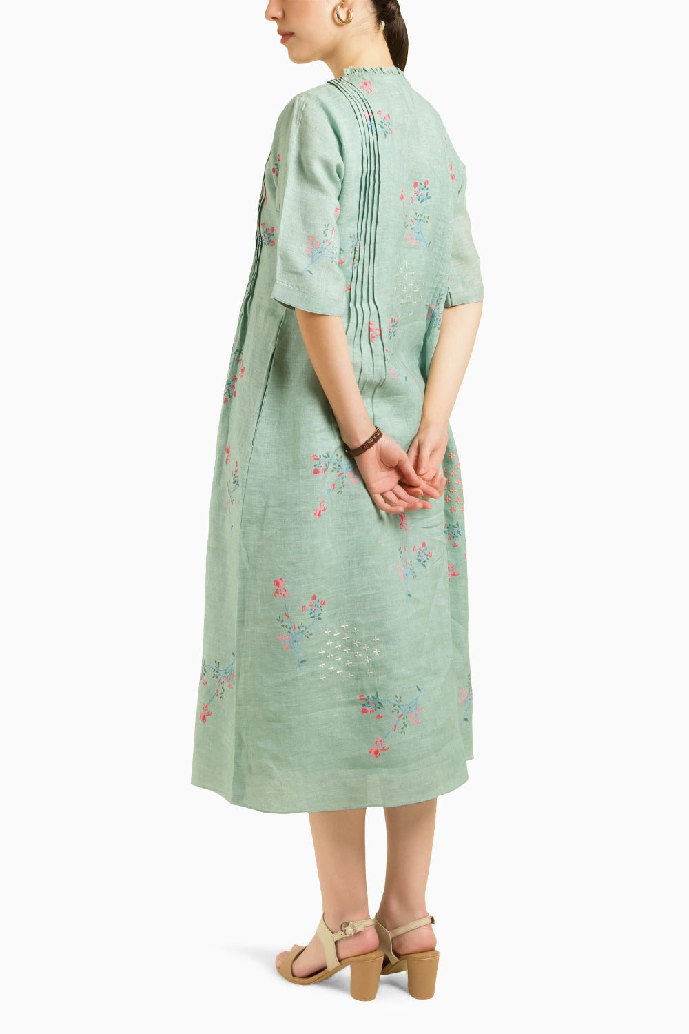 Printed Embroidered Mint dress