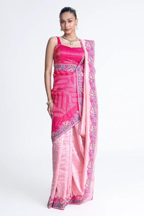 Metallic Silk Saree with Embroidery