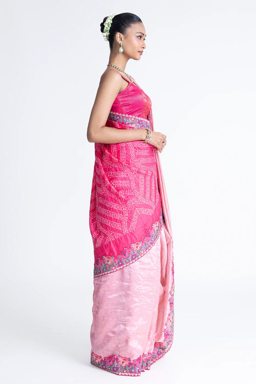 Metallic Silk Saree with Embroidery