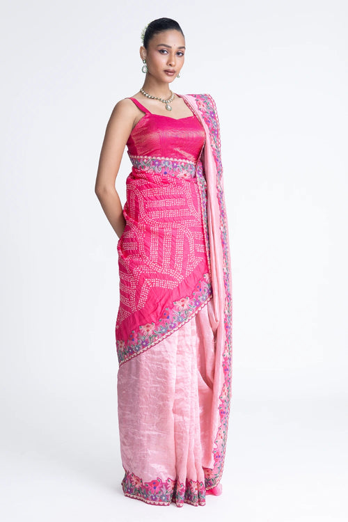 Metallic Silk Saree with Embroidery