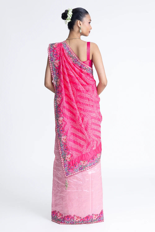 Metallic Silk Saree with Embroidery