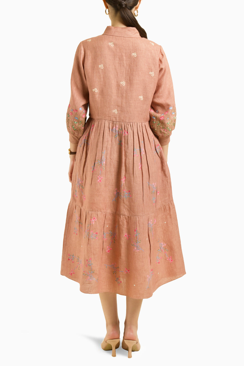 Almond Printed Gathered Dress