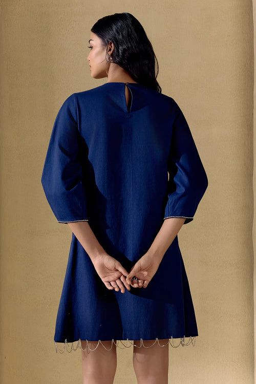 Indigo And Silver Embellished Dress