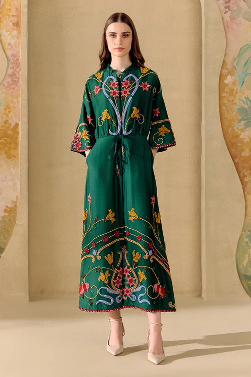 Emerald Green Mosaic Shirt Dress