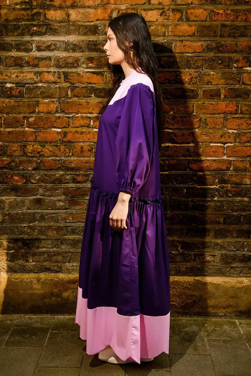 Cotton Colourblock Midi Dress